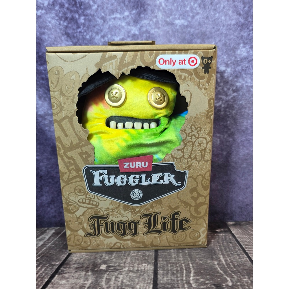 Zuru Fuggler Fugg‎ Life Sasquoosh Tie Dye Neon Green Yellow Monster Plush NIB